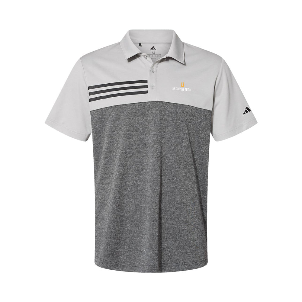 Adidas Heathered Colorblocked 3-Stripes Polo